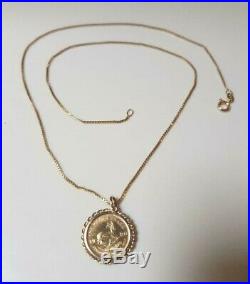 1/10th oz 22ct gold Krugerrand with 9ct gold pendant & 18 inch 9ct gold chain