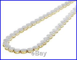 10K Yellow Gold Genuine Diamond Cluster 6 MM Chain Necklace 9 ct 24
