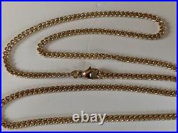 11 9CT GOLD CHAIN NECKLACE flat curb type GOOD QUALITY TIGHT LINKED 7.3 Grams