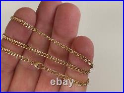 11 9CT GOLD CHAIN NECKLACE flat curb type GOOD QUALITY TIGHT LINKED 7.3 Grams