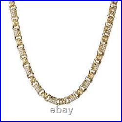13mm Gold 9ct GF XXL Gypsy Link Belcher Chain CZ Stones Gift Men Heavy Filled