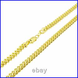 14K Yellow Gold 1.5mm-4mm Square Box Franco Wheat Chain Pendant Necklace 14-30