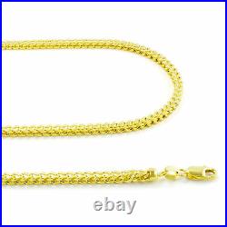 14K Yellow Gold 1.5mm-4mm Square Box Franco Wheat Chain Pendant Necklace 14-30