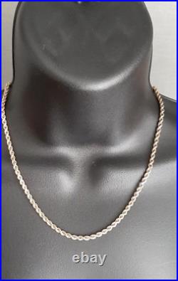18 9CT GOLD ROPE NECKLACE CHAIN. 5g WEIGHT 3MM
