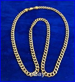 18 Hollow 9ct Yellow Gold Diamond Cut Curb Necklace 10gr Hm Gift 4.5mm link