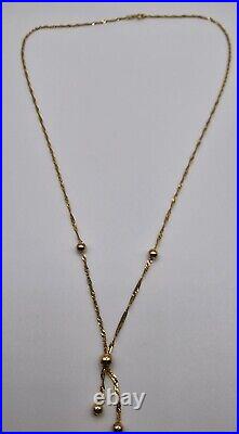 18 Lariat 9ct Necklace Balls Yellow Gold Twist Chain Italian 375 9kt Vintage