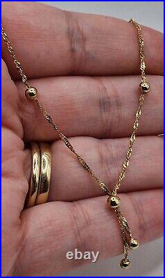 18 Lariat 9ct Necklace Balls Yellow Gold Twist Chain Italian 375 9kt Vintage