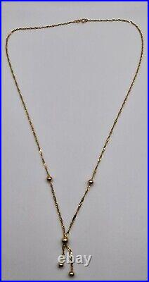 18 Lariat 9ct Necklace Balls Yellow Gold Twist Chain Italian 375 9kt Vintage