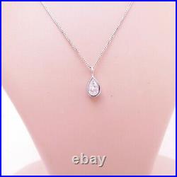 18ct gold 1/2ct pear drop diamond pendant on 9ct gold chain, boxed