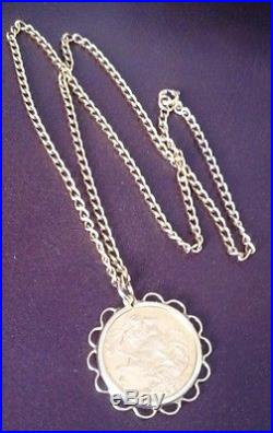 1925 Mounted Full Sovereign Pendant On 9ct Gold 18 Necklace Chain