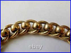 1960 Vintage Solid 9ct Gold Bracelet Heavy Roller Ball Hallmarked Heart Padlock