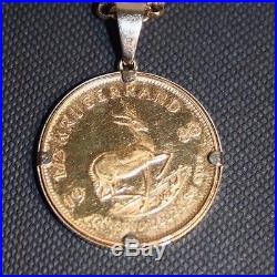 1983 Half Ounce Fine Gold Krugerrand in a 9ct Gold Mount on a 24 9ct Gold Chain