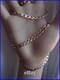 20.5in HM GLEAMING LINKS 5mm WIDE 9ct GOLD CURB LINK NECKLACE NECK CHAIN 13.4g