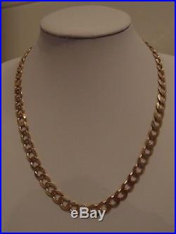 21.25in LONDON HM GLEAMING 9.4 mm WIDE HEAVY 9 ct GOLD CURB Chain NECKLACE 55.5g