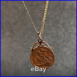 22ct Gold Half Sovereign Coin 1894 Pendant 9ct Gold Curb Link Chain Necklace