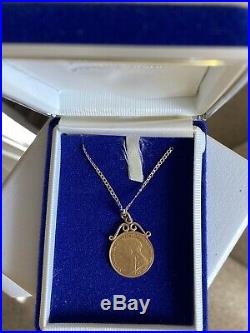 22ct Gold Half Sovereign Coin 1894 Pendant 9ct Gold Curb Link Chain Necklace