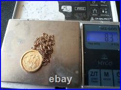22ct gold half sovereign 1899 + 9ct gold chain and mount 8.3 grams