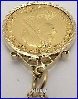 22ct solid gold British Victorian 1898 half sovereign in 9ct pendant and chain