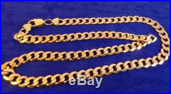 23 Heavy Solid 9ct Gold CURB Chain Necklace 51.5gr Hm RRP £1000 8mm links cx344
