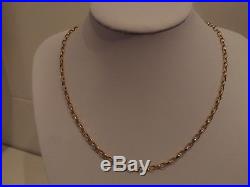 24.5 ins HM 3.8 mm OVAL DIAMOND CUT LINKS 9ct GOLD BELCHER CHAIN NECKLACE 13 gm