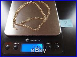 24ins FAB SHEFFIELD HM 3.9mm ROUND LINKS 9ct GOLD BELCHER CHAIN NECKLACE 22.8g