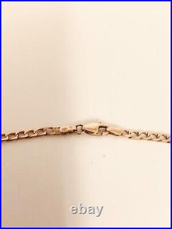 375 9CT Gold 20 Flat Curb Link Chain T Bar Pendant Necklace