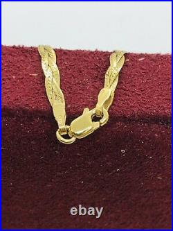 375 9CT Gold Italian 16 Flat Braided Chain Necklace Choker 3.2g