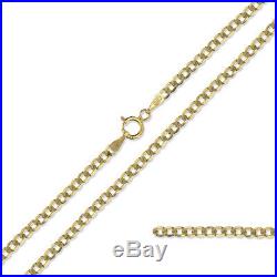 375 9ct Gold Curb Chain Yellow Solid Diamond Cut Link Pendant Necklace Gift Box