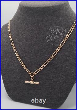 375 9ct Rose Gold Figaro Chain With T-Bar