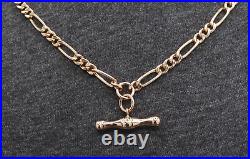 375 9ct Rose Gold Figaro Chain With T-Bar