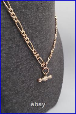 375 9ct Rose Gold Figaro Chain With T-Bar