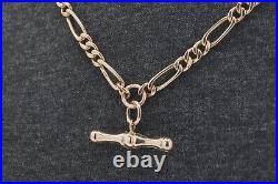 375 9ct Rose Gold Figaro Chain With T-Bar