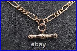 375 9ct Rose Gold Figaro Chain With T-Bar