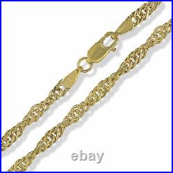 375 9ct Solid Yellow Gold 18 Singapore Twisted Curb Link Rope Chain Necklace