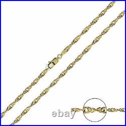 375 9ct Solid Yellow Gold 18 Singapore Twisted Curb Link Rope Chain Necklace