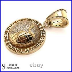 375 9ct Yellow GOLD THE WORLD IS YOURS PENDANT Shiny BLING RAPPER BRAND NEW