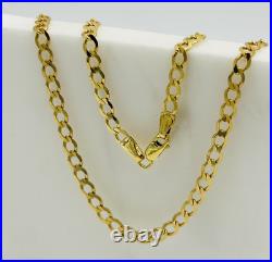375 9ct Yellow Gold Men&Women 3.5mm Curb Chain Necklace ALL SIZE