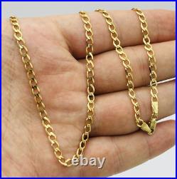 375 9ct Yellow Gold Men&Women 3.5mm Curb Chain Necklace ALL SIZE