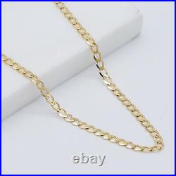 375 9ct Yellow Gold Men&Women 3mm Curb Link Chain 18 20 22 24 Gift Boxed