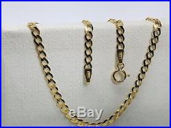 375 Hallamrked 9ct Yellow Gold 3mm Flat Curb Chain Necklace Necklet New