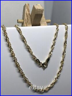 3mm 9ct Yellow Gold Singapore Rope Link Chain Necklace 20 22 24