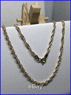3mm 9ct Yellow Gold Singapore Rope Link Chain Necklace 20 22 24