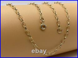 3mm Width Solid 9ct Gold Oval Link Belcher Chain Men&Woman Necklace 375 Stamp