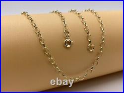 3mm Width Solid 9ct Gold Oval Link Belcher Chain Men&Woman Necklace 375 Stamp
