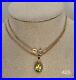 4.27g 9ct Yellow Gold Peridot Necklace Fancy 375 Solid 18 Inch 1.5mm Curb Chain