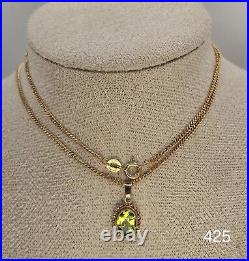 4.27g 9ct Yellow Gold Peridot Necklace Fancy 375 Solid 18 Inch 1.5mm Curb Chain