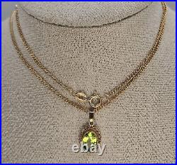 4.27g 9ct Yellow Gold Peridot Necklace Fancy 375 Solid 18 Inch 1.5mm Curb Chain