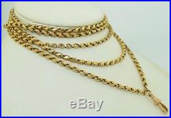 67 Inch Victorian 9K Muff Guard Watch Chain 9CT Solid Gold extra long