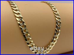 6mm Mens Solid 9ct Gold Diamond Cut Curb Link Pave Chain Necklace 20 New