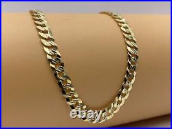 6mm Mens Solid 9ct Gold Diamond Cut Curb Link Pave Chain Necklace 20 New